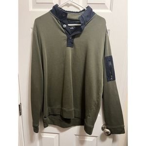 Untuckit Sweater Mens XL Blue And Green Henley Pullover